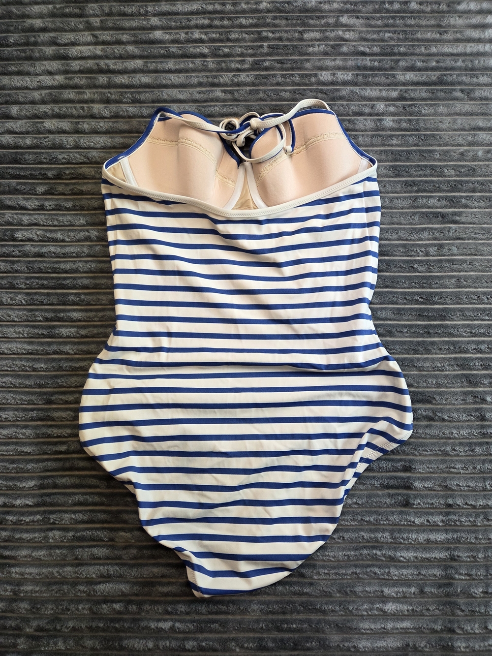 J. Crew White and Blue Striped Halter One-Piece Swimsuit - Picture 5 of 7